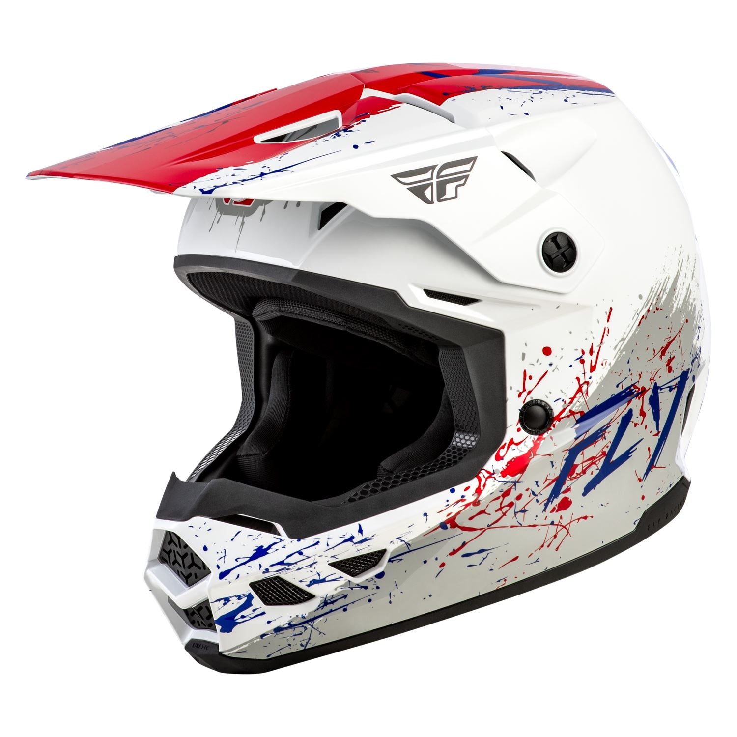 Fly Racing 2026 Motocross Helmet Kinetic Drip youth Red White Blue
